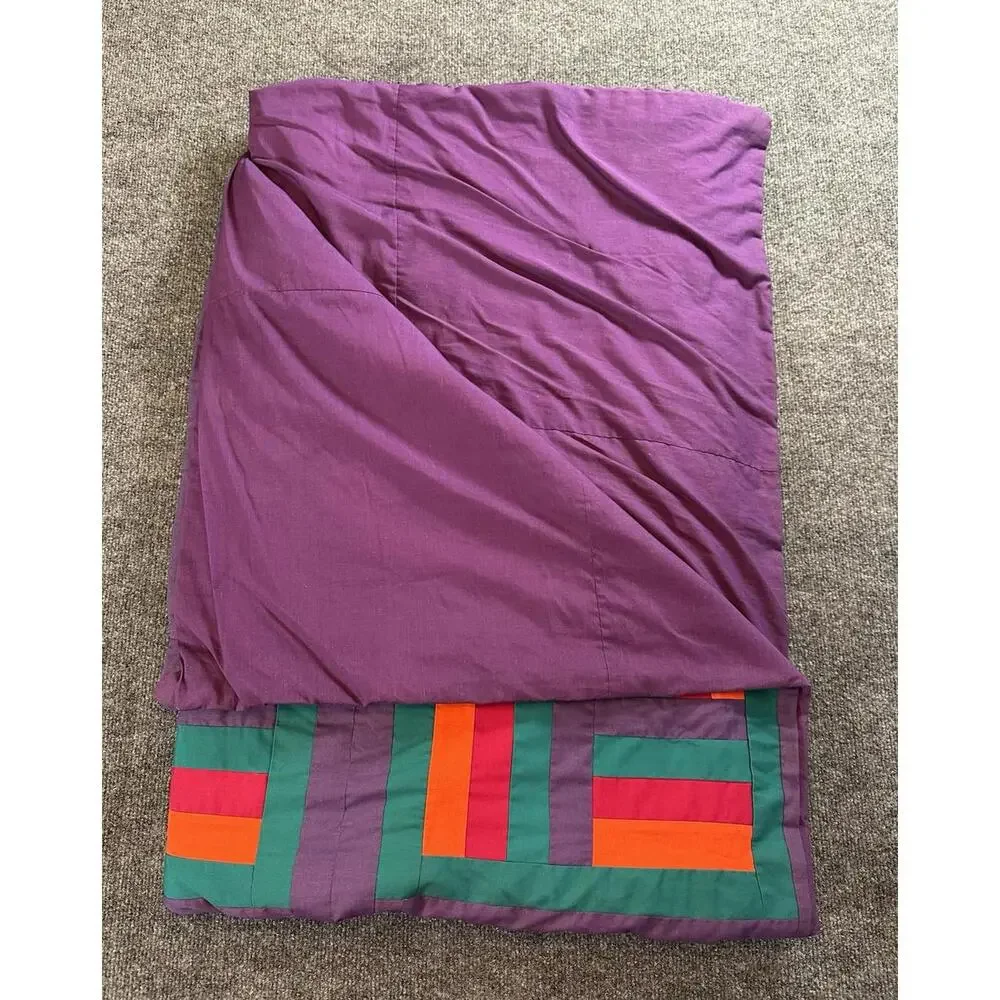 Handmade Quilt 80” X 65”‎ Red Orange Green Purple